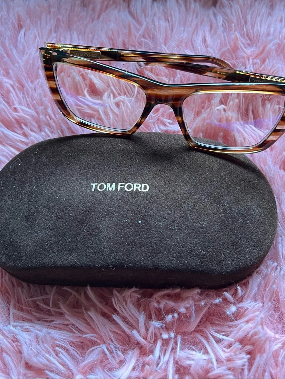 Tom Ford Women’s Tortoiseshell Acetate Eyeglasses - Brown/Gold Accents